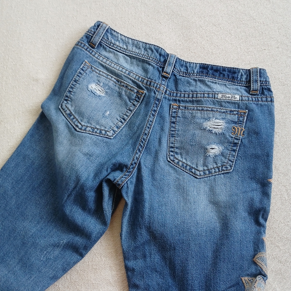 miss me ♡ boyfriend ankle jeans embroidered y2k boho grunge fairy mcbling - Picture 8 of 11